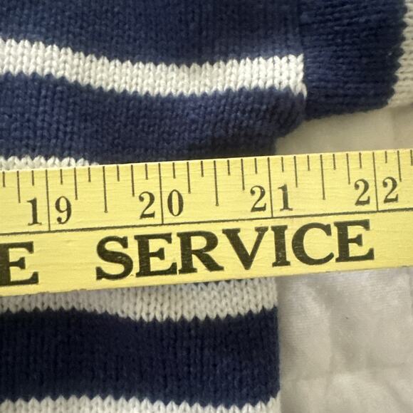 KERI ROSENTHAL XOKR Sweater Womens Medium Blue Stripe Embroidered Sunshine - Picture 8 of 9